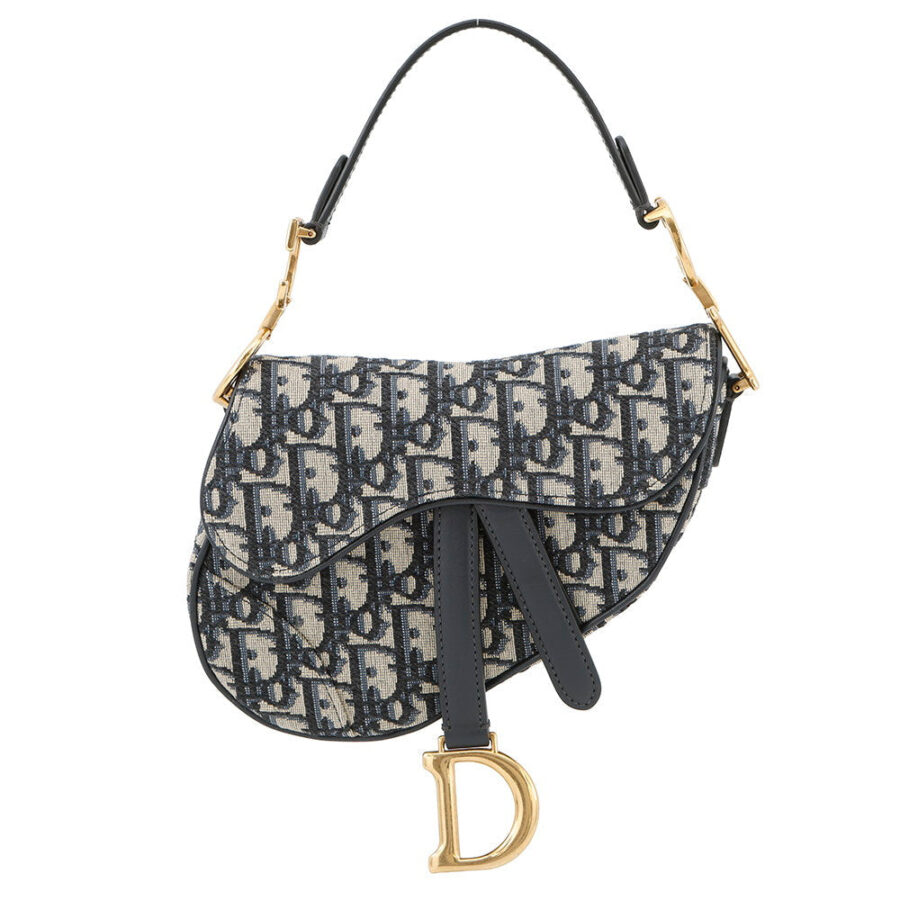 Dior Oblique Saddle Handbag NavyM0456CTZQ Canvas Leather Size Mini | Studio Nafay