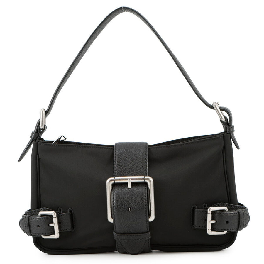 Bottega Veneta Flap Buckle Shoulder Bag Black691409 Nylon Leather | Studio Nafay