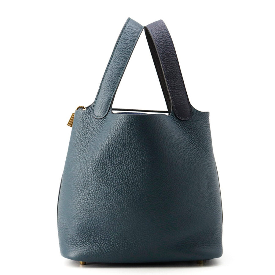 HERMES Picotin Lock Casaque2 Blue Nuit/Vert Cypress/Black Taurillon Clemence Size MM | Studio Nafay