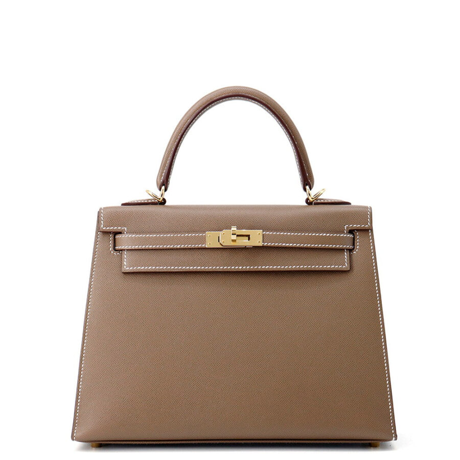 HERMES Kelly Sellier Verso Etoupe/Bamboo Vomadam Size 25 | Studio Nafay