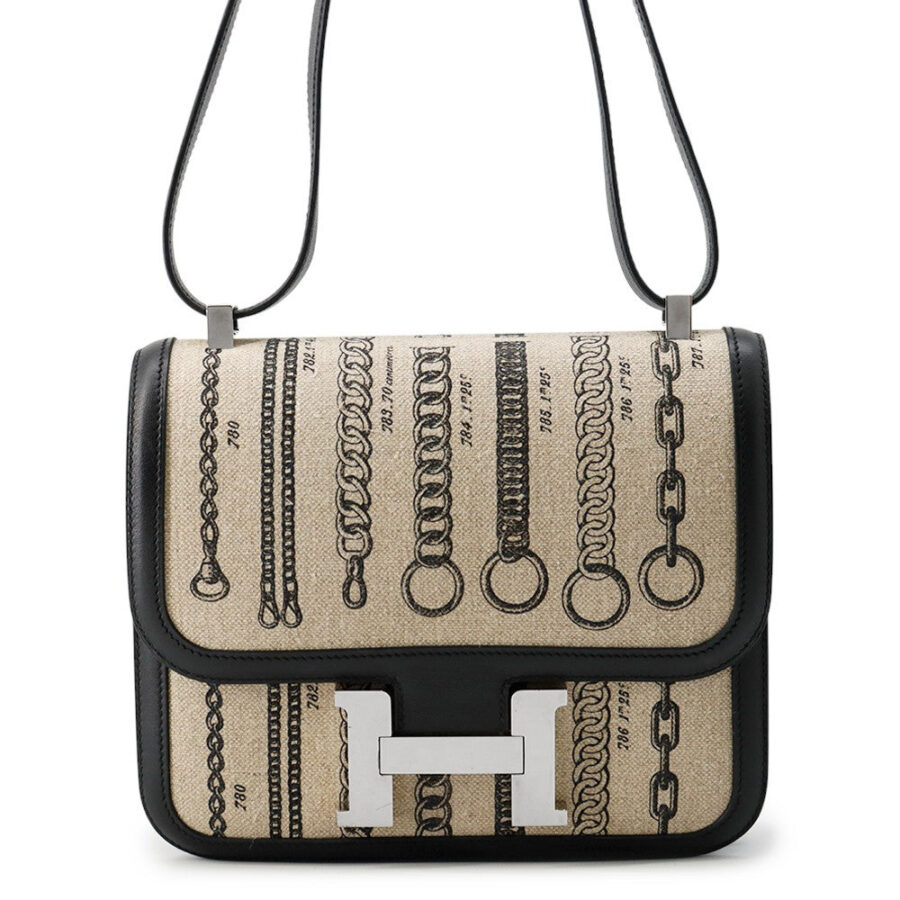 HERMES Constance 3 Deschenes Black Toile de Camp Swift Leather Size 24 | Studio Nafay