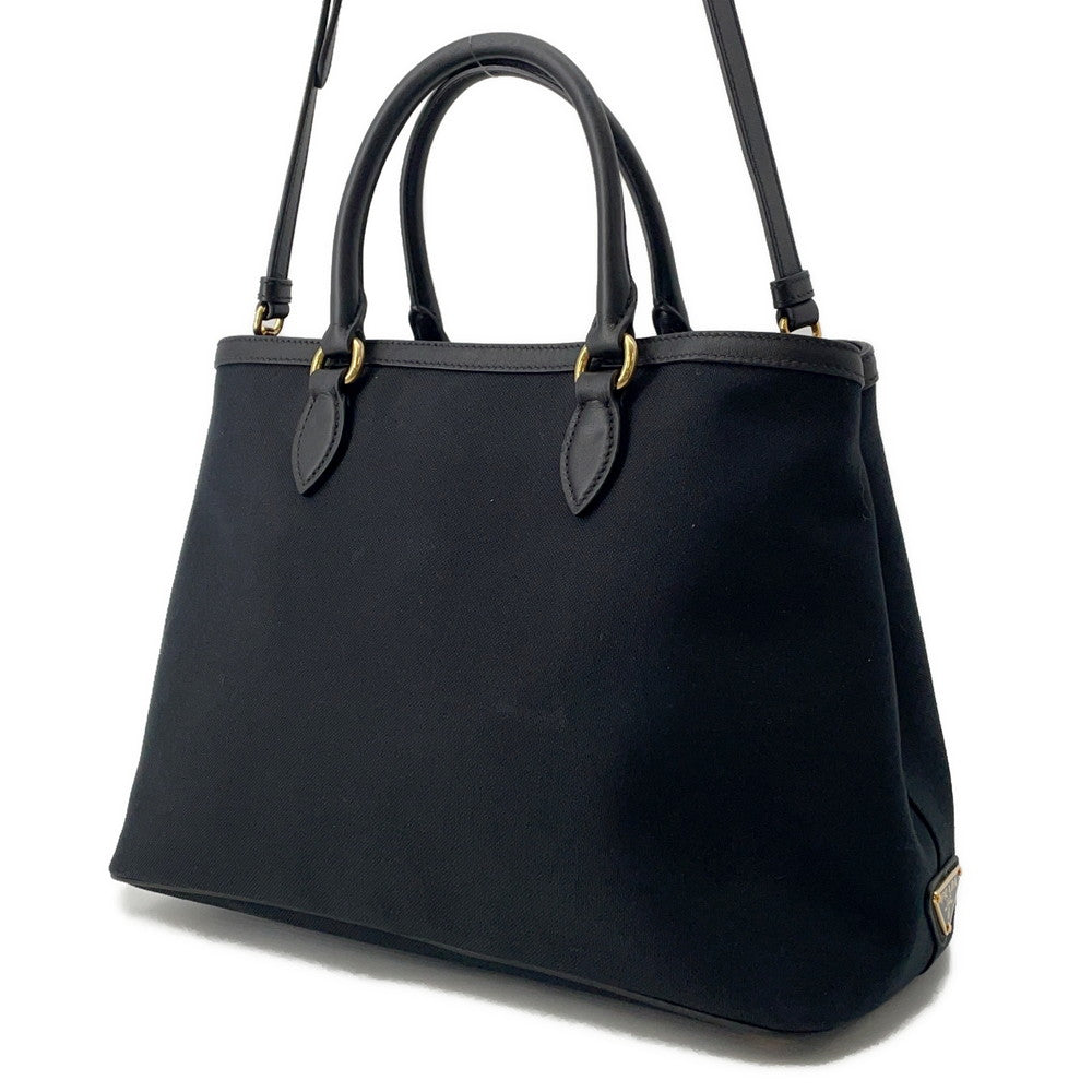 PRADA Jacquard 2WAY Handbag Black1BA579 Canvas Leather