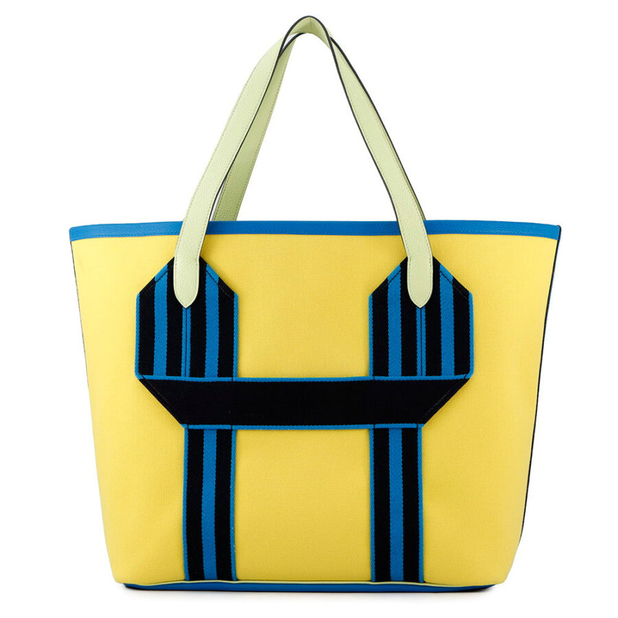 HERMES Pur Sangle Lime/Vert Ensemble/Blue Hydra Toile Military Taurillon Clemence Sangle Woolie | Studio Nafay