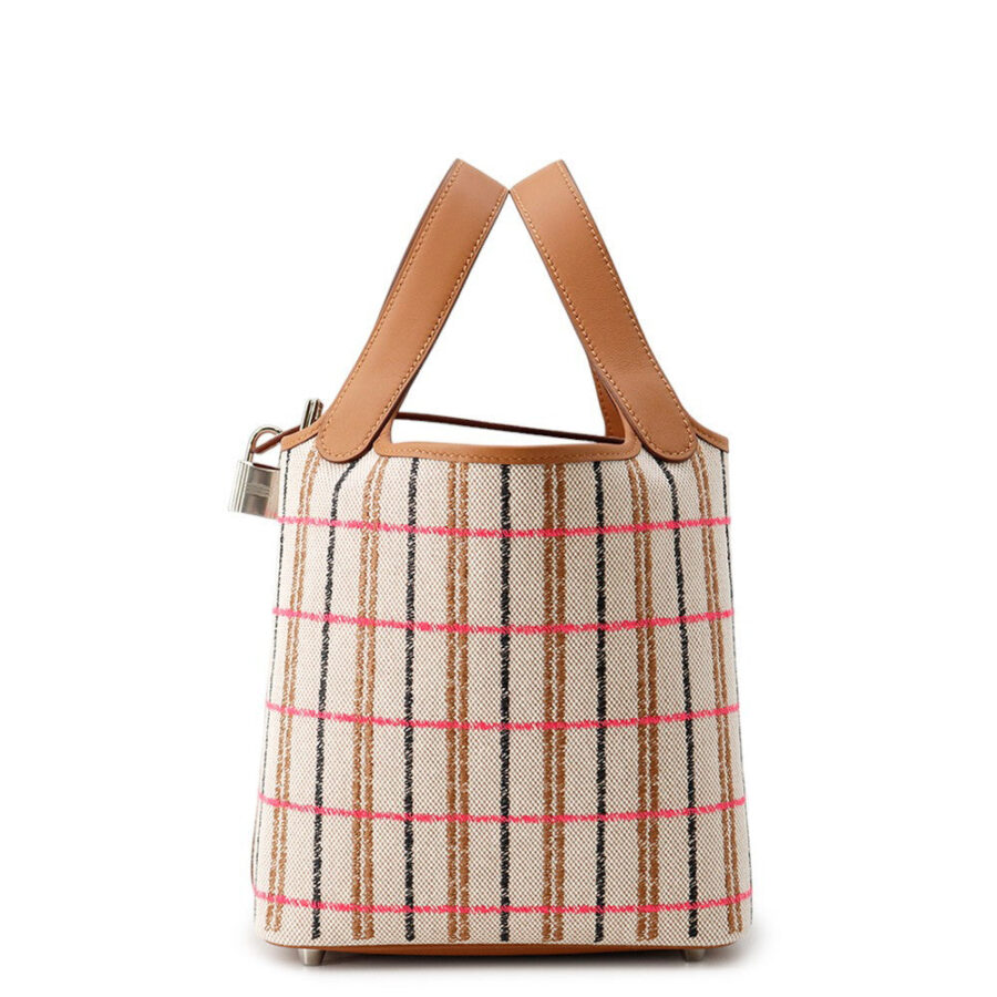 HERMES Picotin Lock Blanket Gold/Ecru/Fauve/Rose Pop Toile H Swift Leather Size PM | Studio Nafay