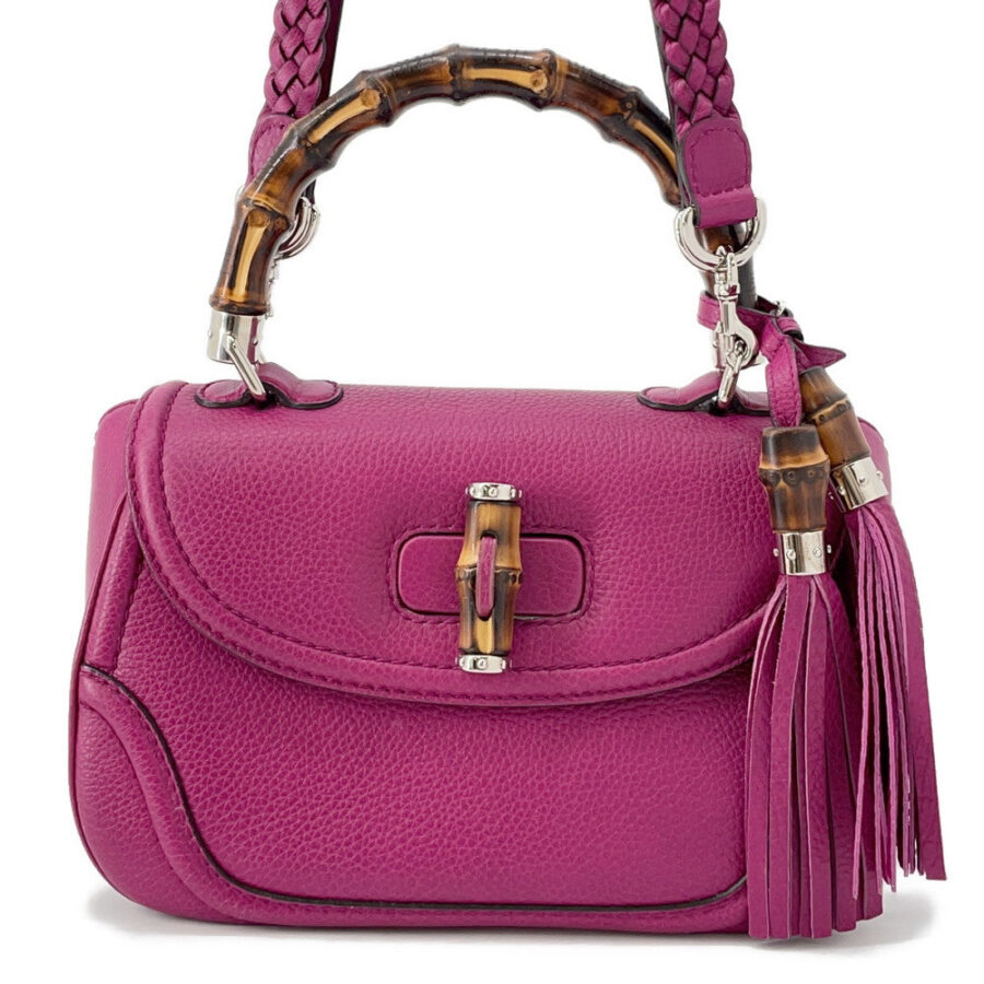 GUCCI Bamboo 2WAY Handbag Purple240242 Leather | Studio Nafay