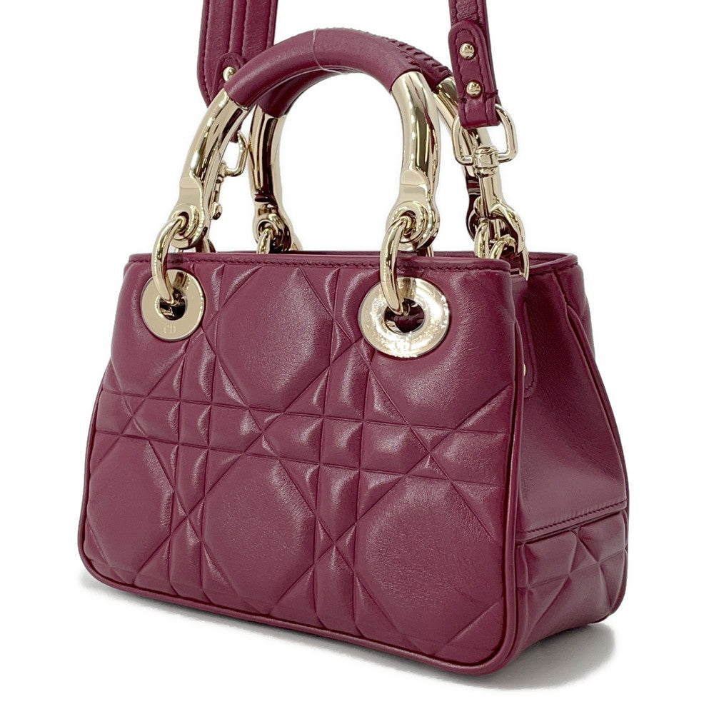 Dior Lady’s 95.22 2WAY Handbag Bordeaux Leather Size Mini