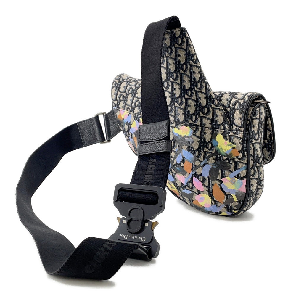 Dior Oblique Saddlebag by Alex Foxton Navy/Multicolor Canvas Leather