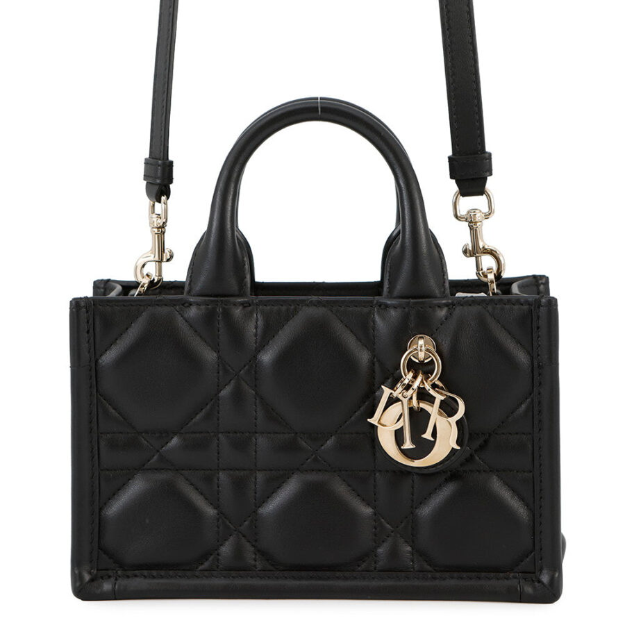Dior Macrocannage Book Tote 2-Way Handbag BlackS5573OWHP_M900 Calf Leather Size Mini | Studio Nafay