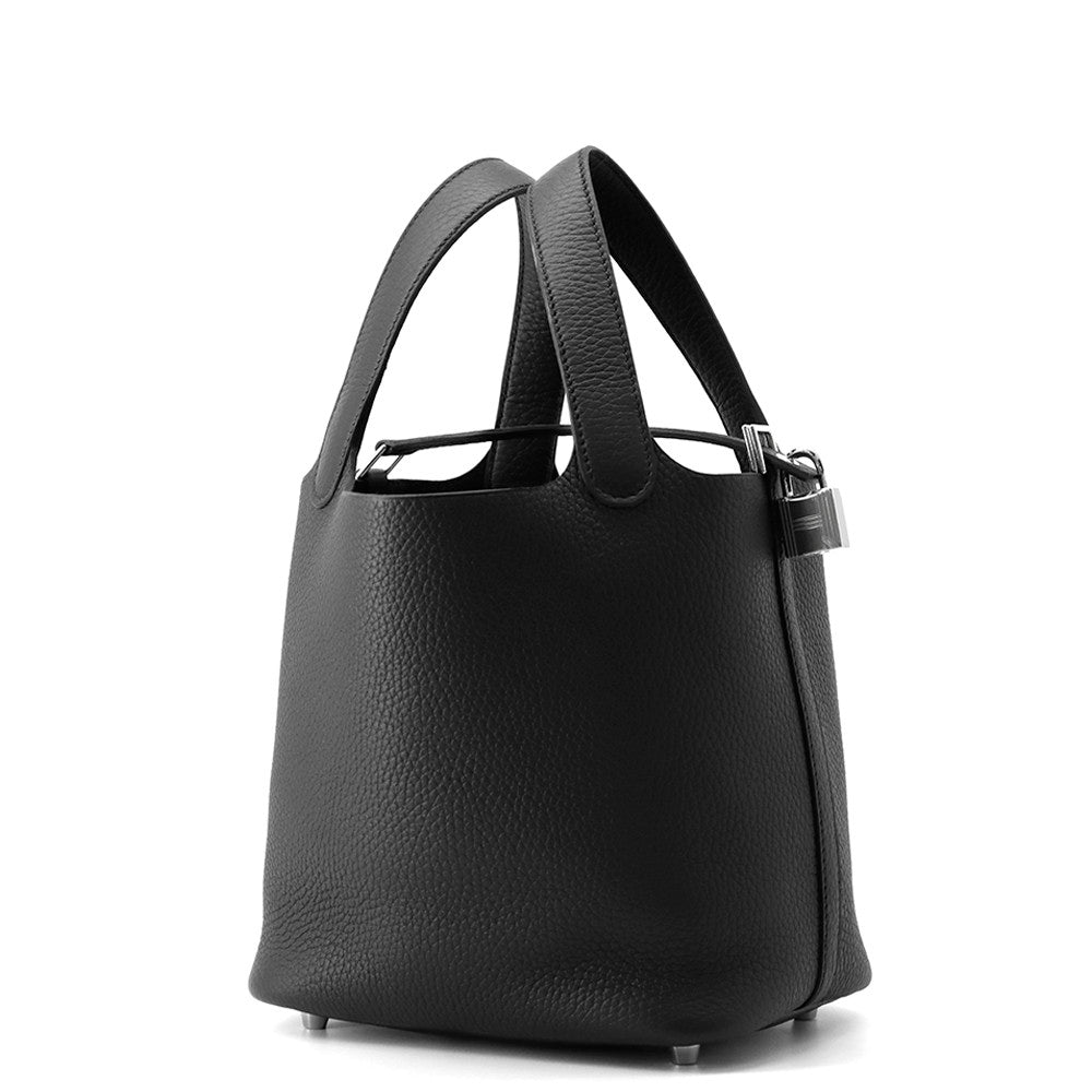 HERMES Picotin Lock Black Taurillon Clemence Size PM