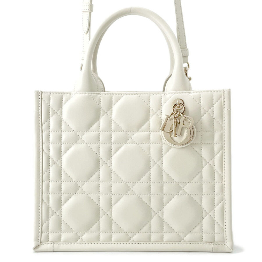Dior Macrocannage Book Tote Latte WhiteM1325OWHP_M030 Calf Leather Size Small | Studio Nafay