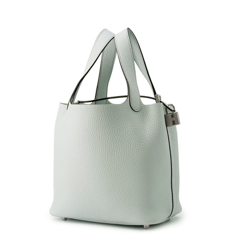 HERMES Picotin Lock Blue Pale Taurillon Clemence Size PM