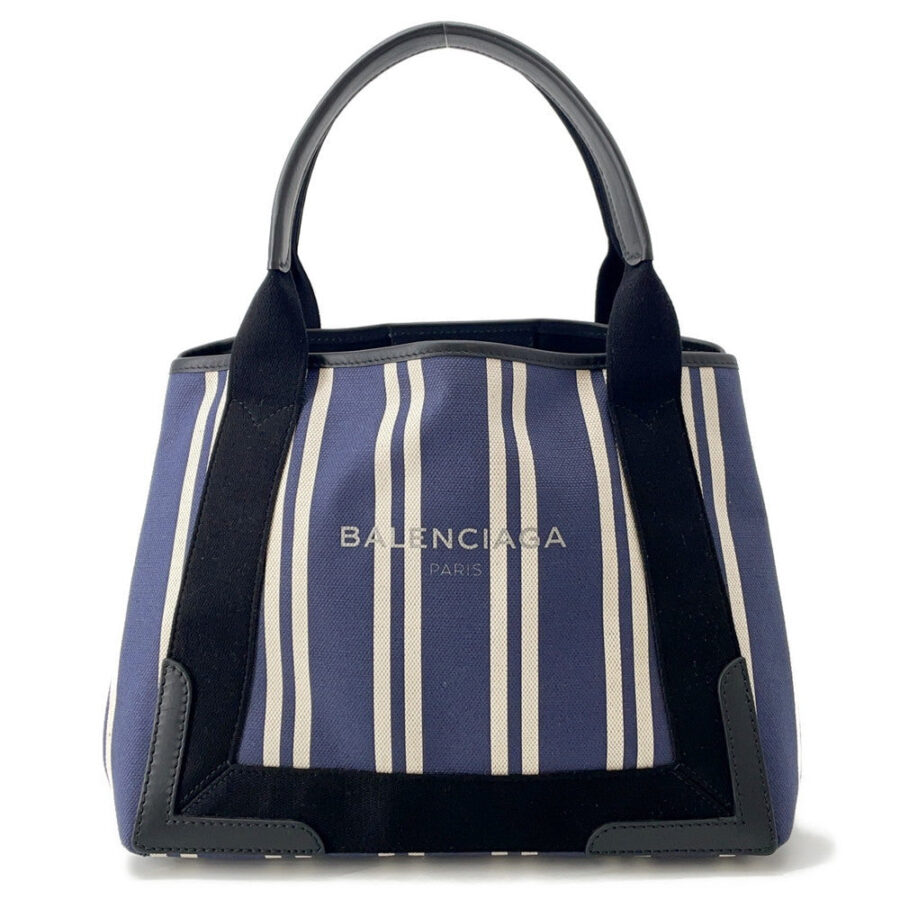 BALENCIAGA Navy Kabas Navy339933 Canvas Leather Size S | Studio Nafay