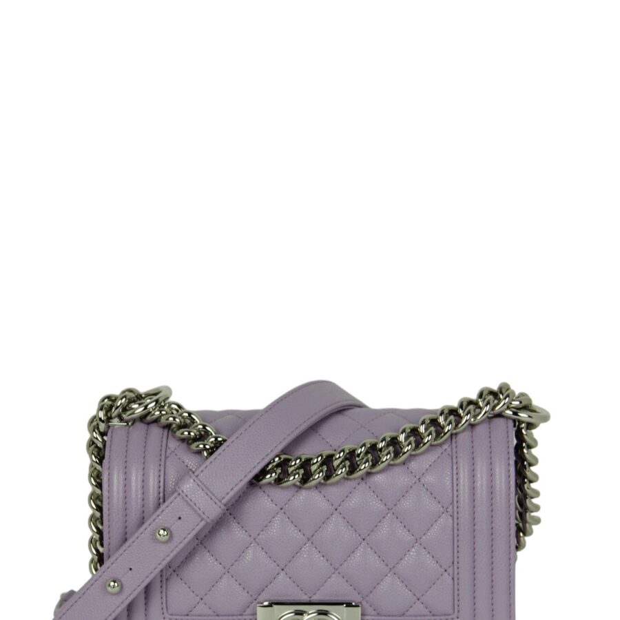 Chanel Purple Caviar Leather Small Boy Bag | Studio Nafay
