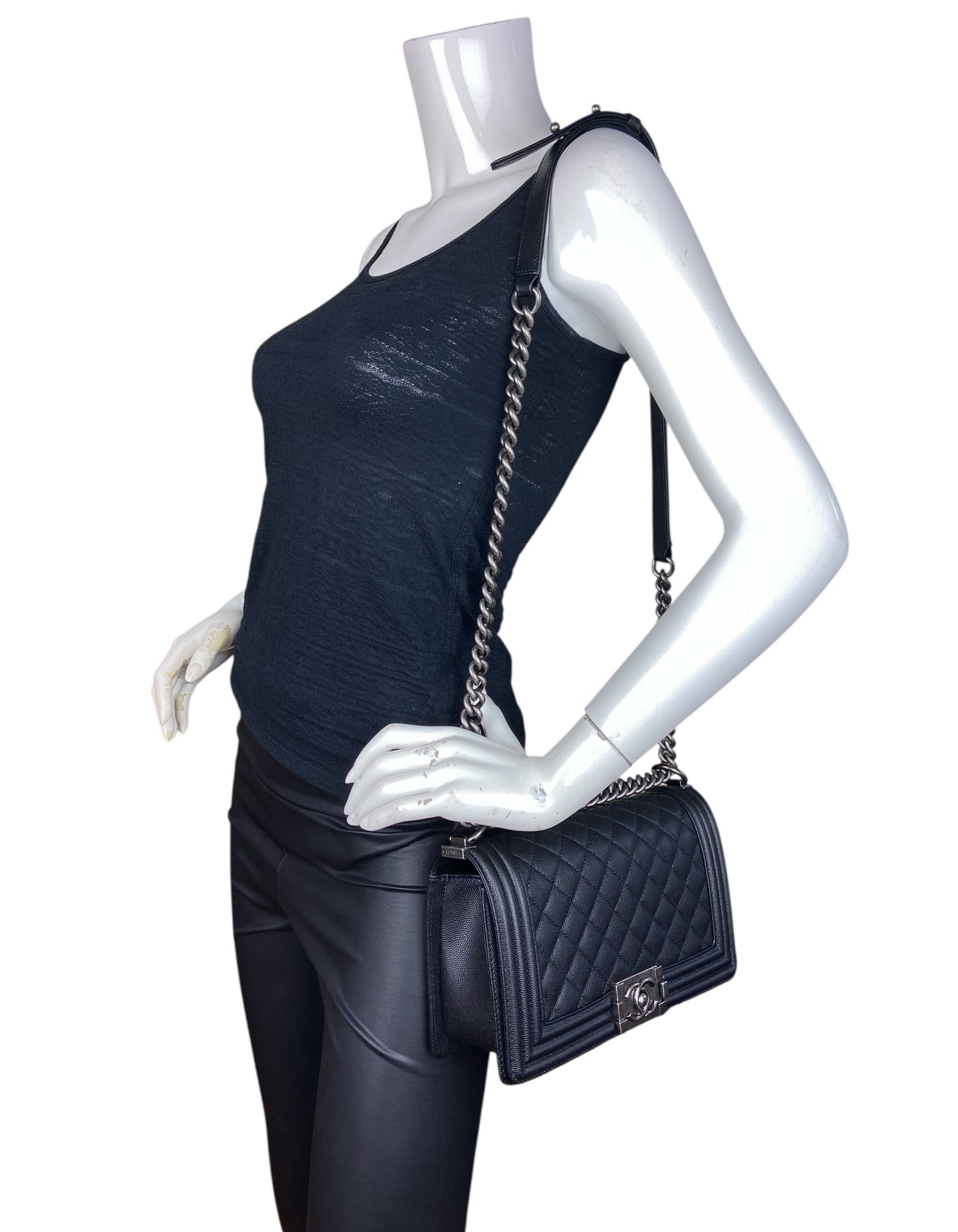 Chanel Black Caviar Medium Boy Bag