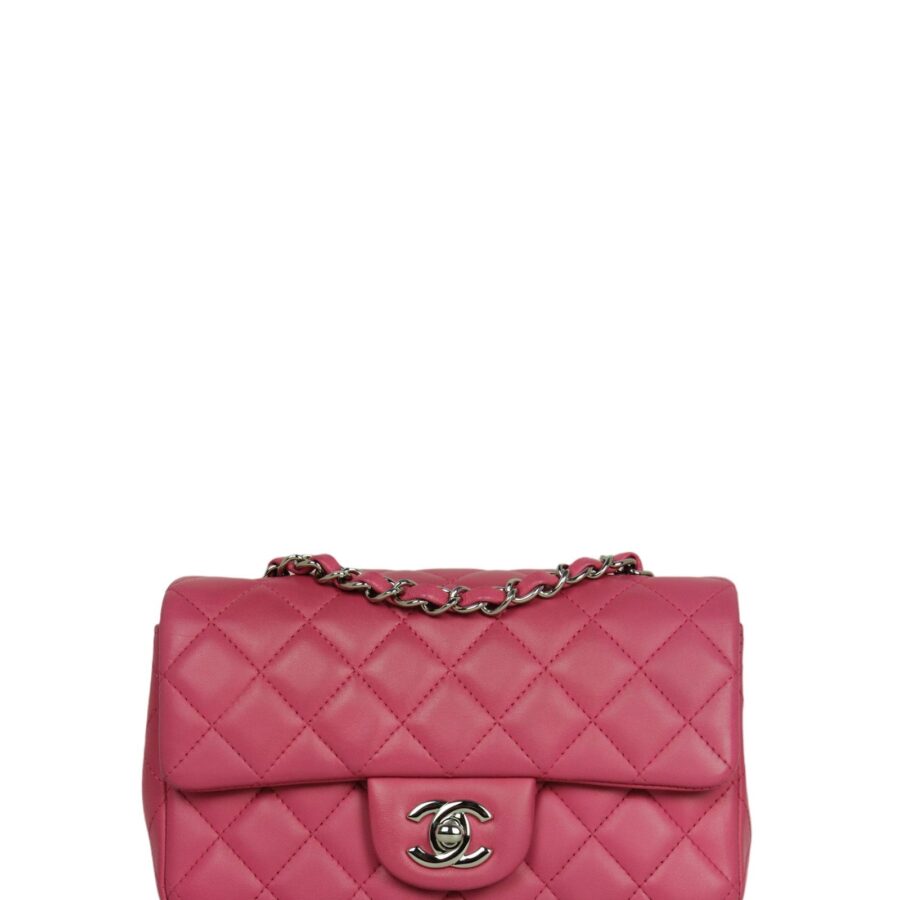 Chanel Pink Lambskin Leather Quilted Rectangular Mini Flap Bag | Studio Nafay