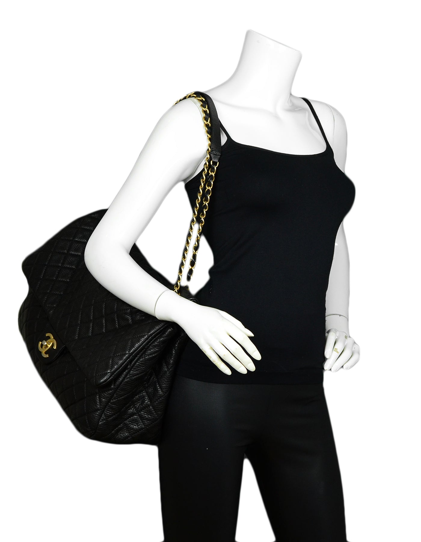 Chanel Black Calfskin Leather Airlines XXL CC Flap Bag
