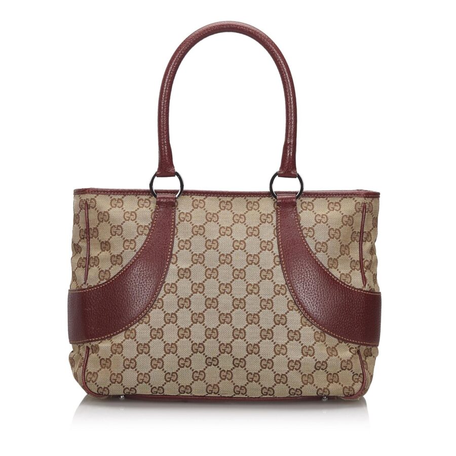 Gucci Brown Beige Canvas Fabric GG Tote Bag Italy | Studio Nafay
