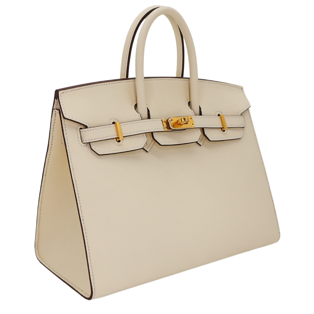 Hermes25cm Birkin Sellier Nata Epsom Leather Gold Hardware