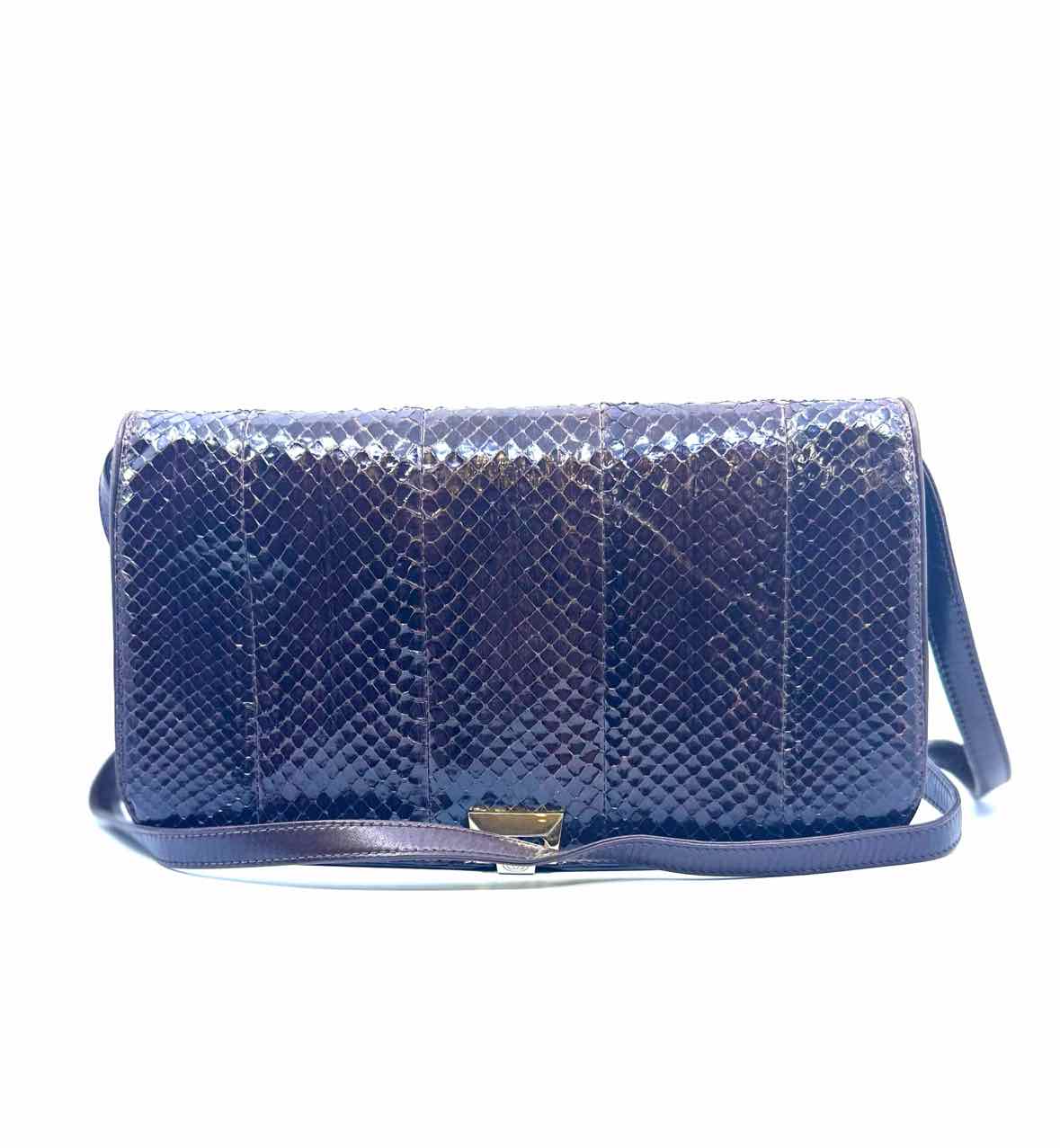 GUCCI Brown Leather Snakeskin Solid Handbag