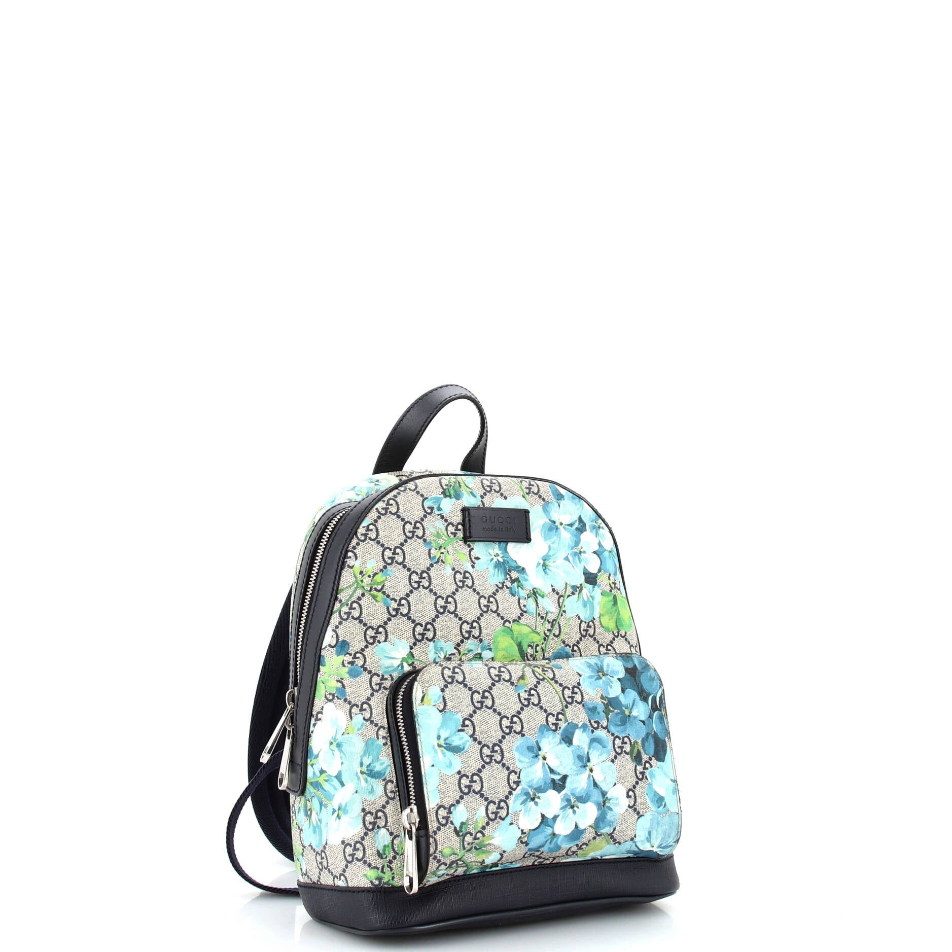 Zip Pocket Backpack Blooms Print GG Coated Canvas Small