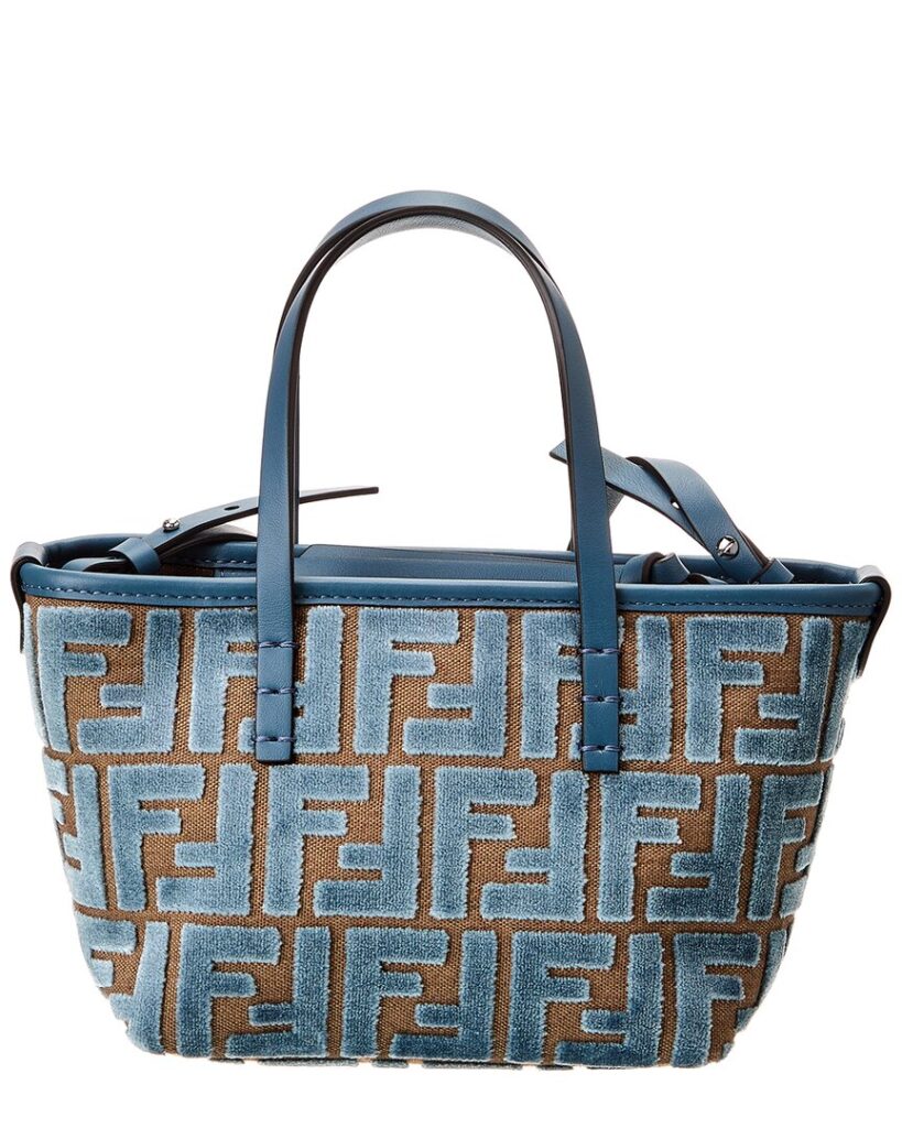 Fendi Roll Mini Ff Jacquard Velvet & Leather Tote - Product Image 2