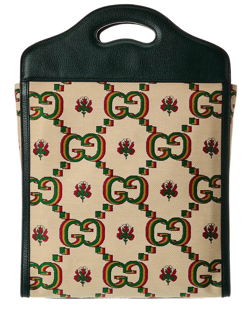 Gucci Centennial 100 Medium Canvas & Leather Tote