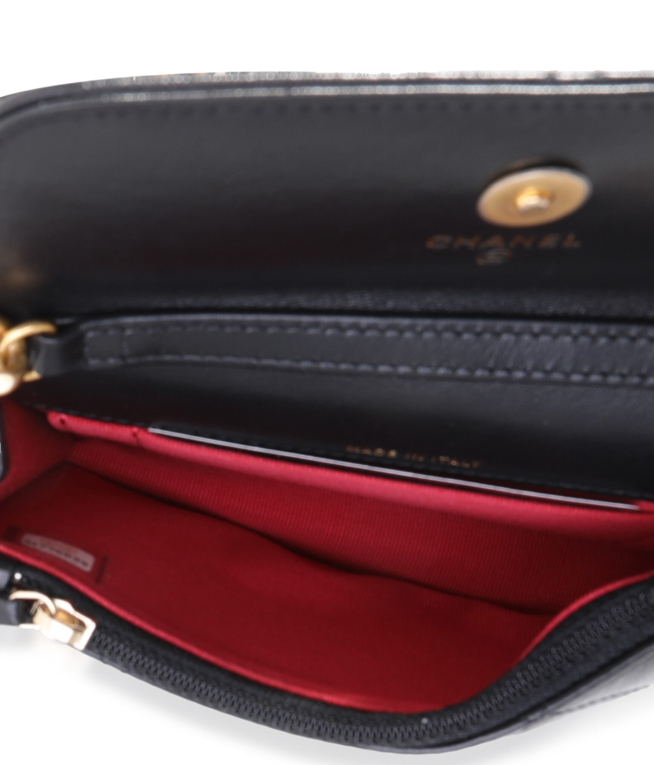 Chanel Black Quilted Lambskin Mini Coin Purse With Chain