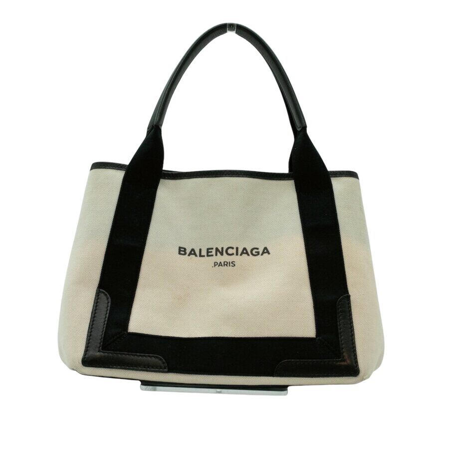 BALENCIAGA Navy Cabas Handbag | Studio Nafay