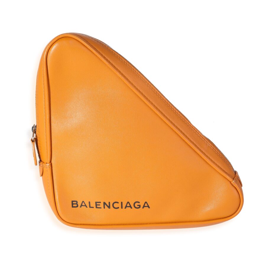 BALENCIAGA Orange Calfskin M Triangle Pouch | Studio Nafay