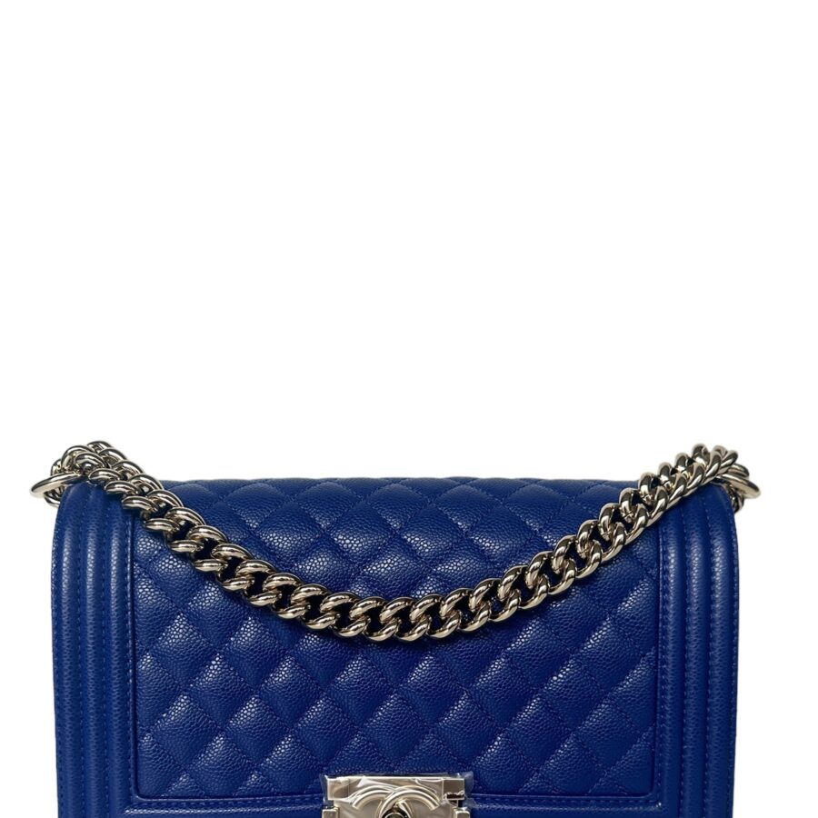 Chanel NEW Cobalt Blue Caviar Leather Quilted Medium Boy Bag | Studio Nafay