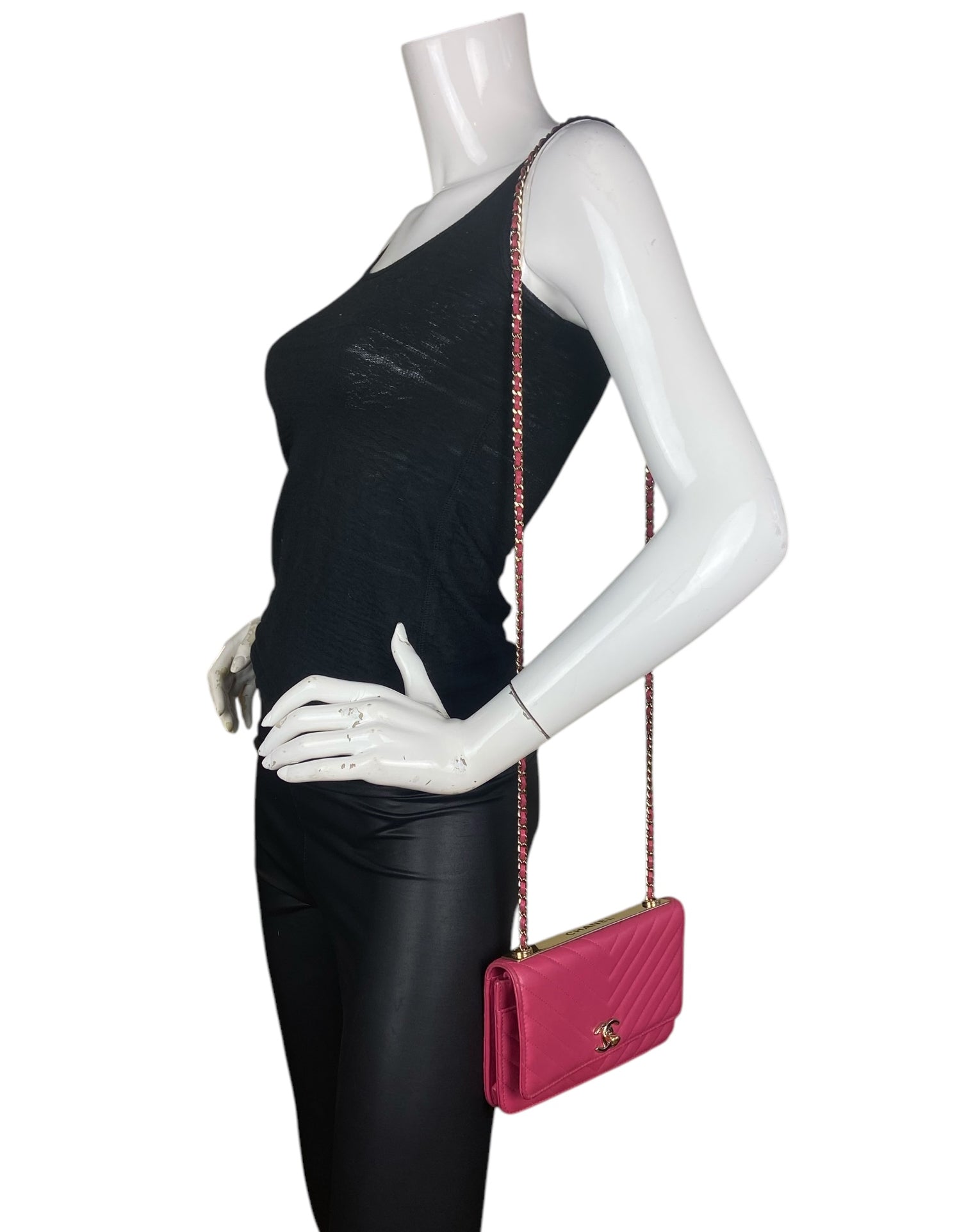 Chanel Pink Chevron Trendy CC WOC Crossbody