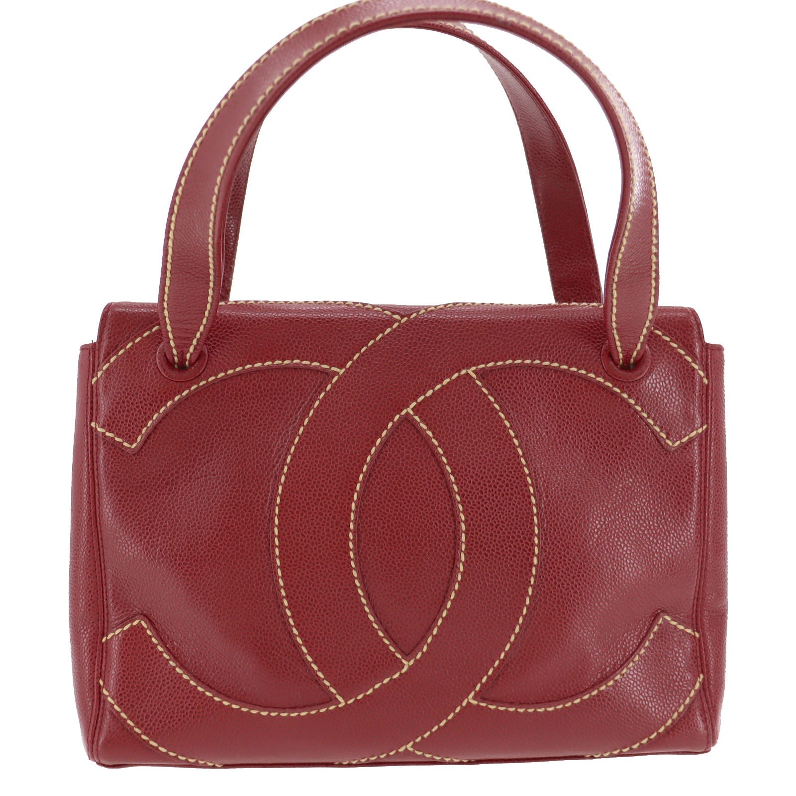 Chanel Leather Red Logo Handbag