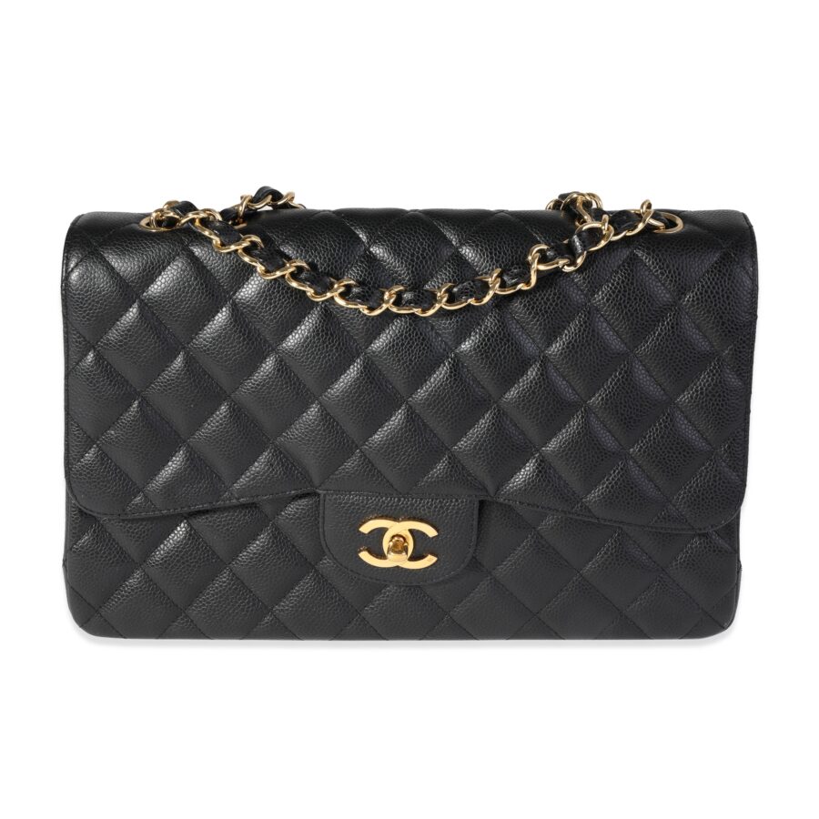 Chanel Black Quilted Caviar Jumbo Classic Single New Bag | Studio Nafay