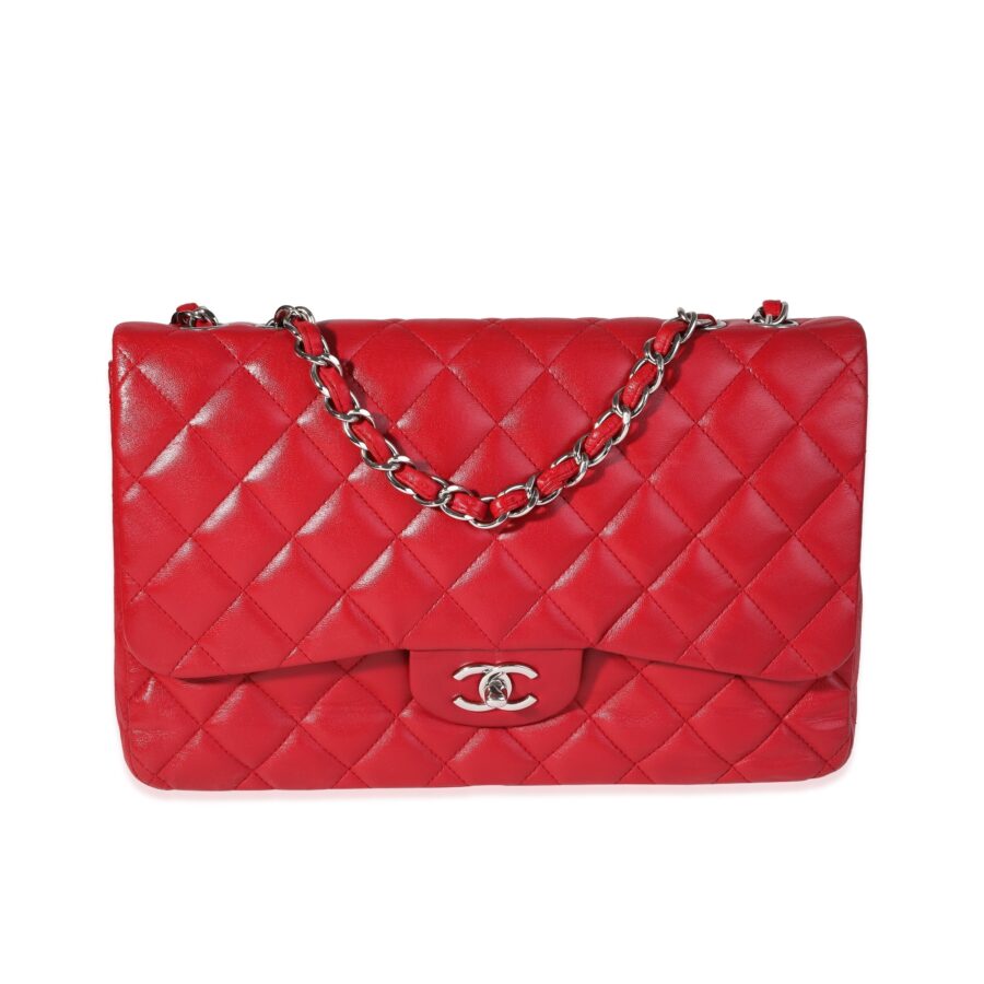 Chanel Red Quilted Lambskin Jumbo Classic Single Flap Bag | Studio Nafay