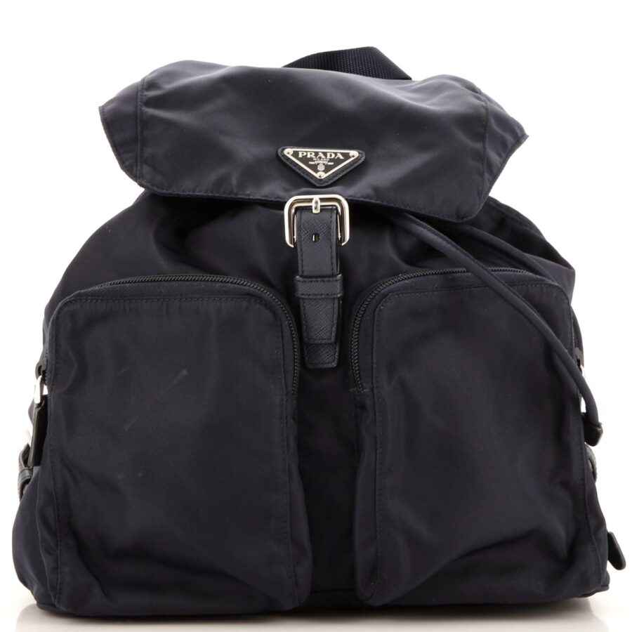 Double Pocket Buckle Backpack Tessuto Medium | Studio Nafay