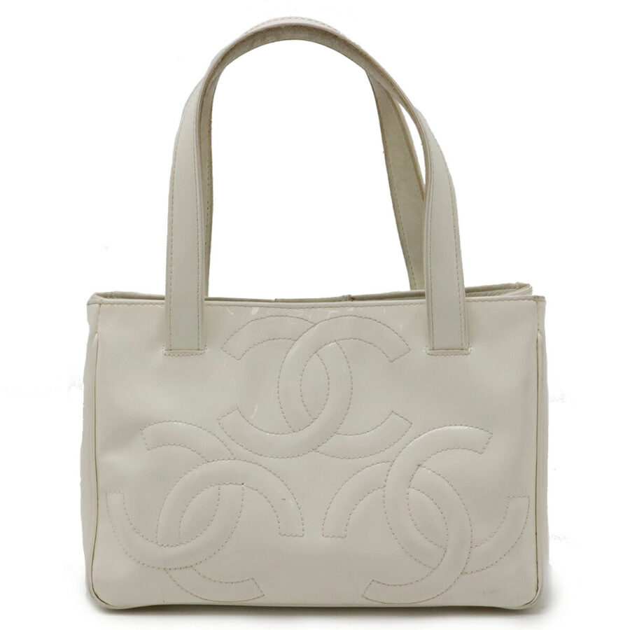 Chanel Enamel Coco Mark Triple Coco Handbag Mini Bag White Gold Hardware Classic Flap | Studio Nafay