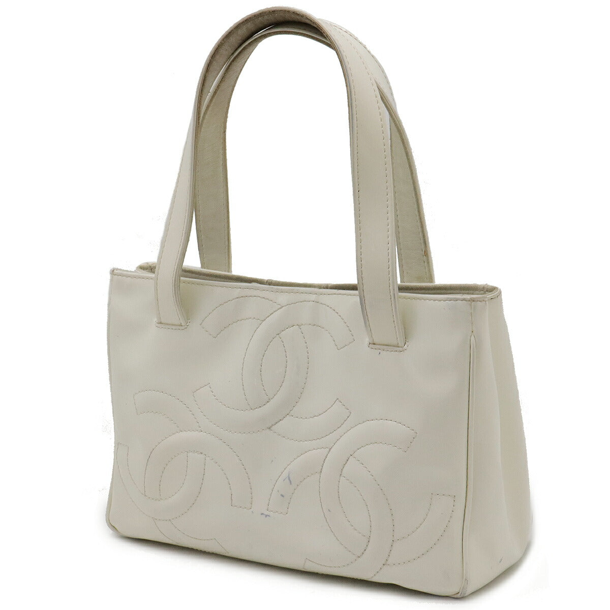 Chanel Enamel Coco Mark Triple Coco Handbag Mini Bag White Gold Hardware Classic Flap