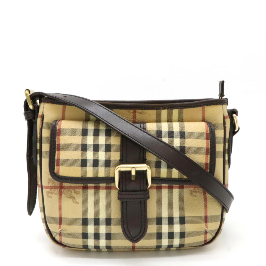 Burberry PVC Leather Shadow Horse Nova Check Shoulder Bag | Studio Nafay