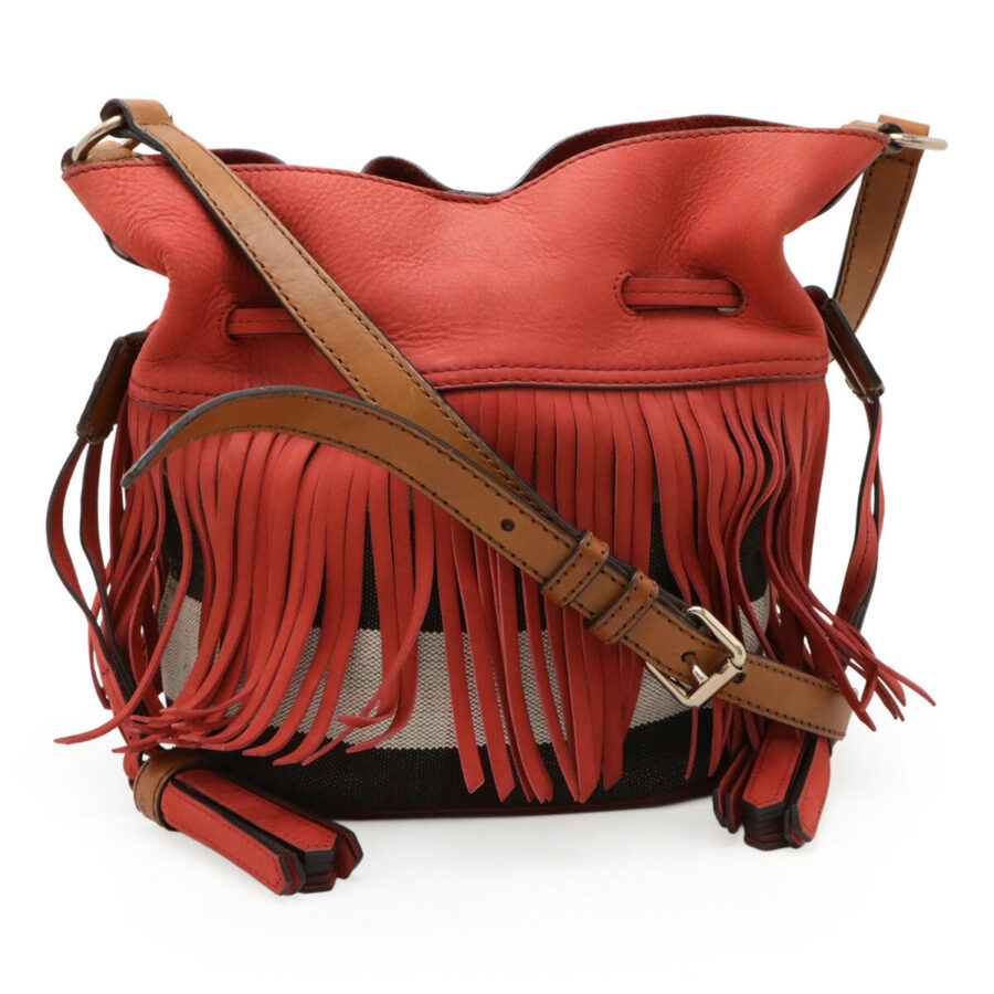 Burberry Nova Check Suede Canvas Leather Shoulder Bag | Studio Nafay