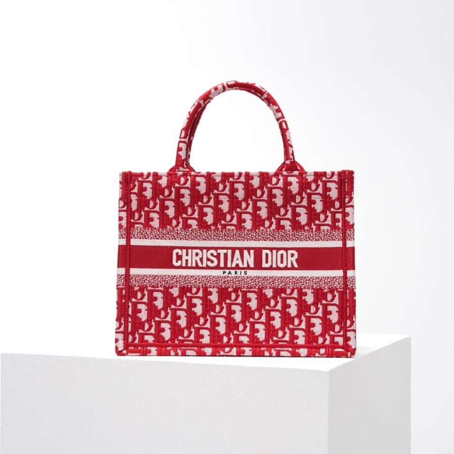 Book Tote BIG 26.5cm Embroidery LOGO red Handbag red-5 | Studio Nafay