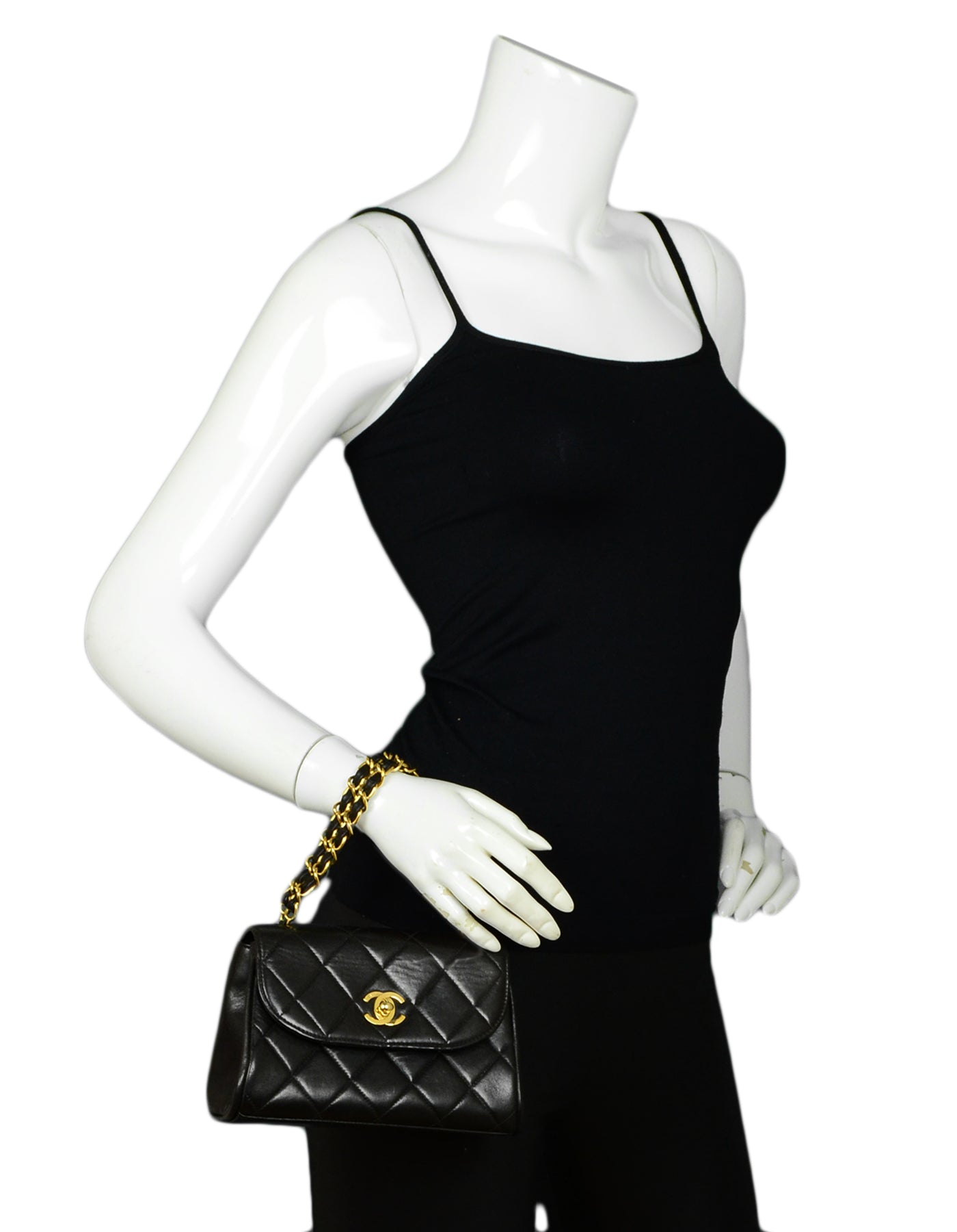 Chanel 1990s Black Quilted Mini Flap Top Handle Bag