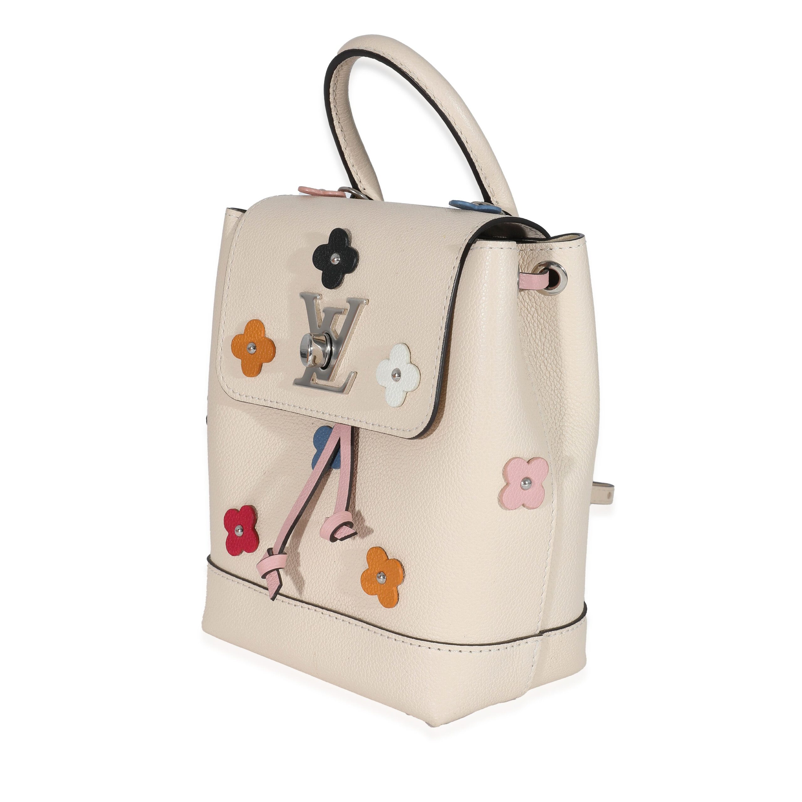 Louis Vuitton Creme Calfskin Mechanical Flower Lockme Mini Backpack