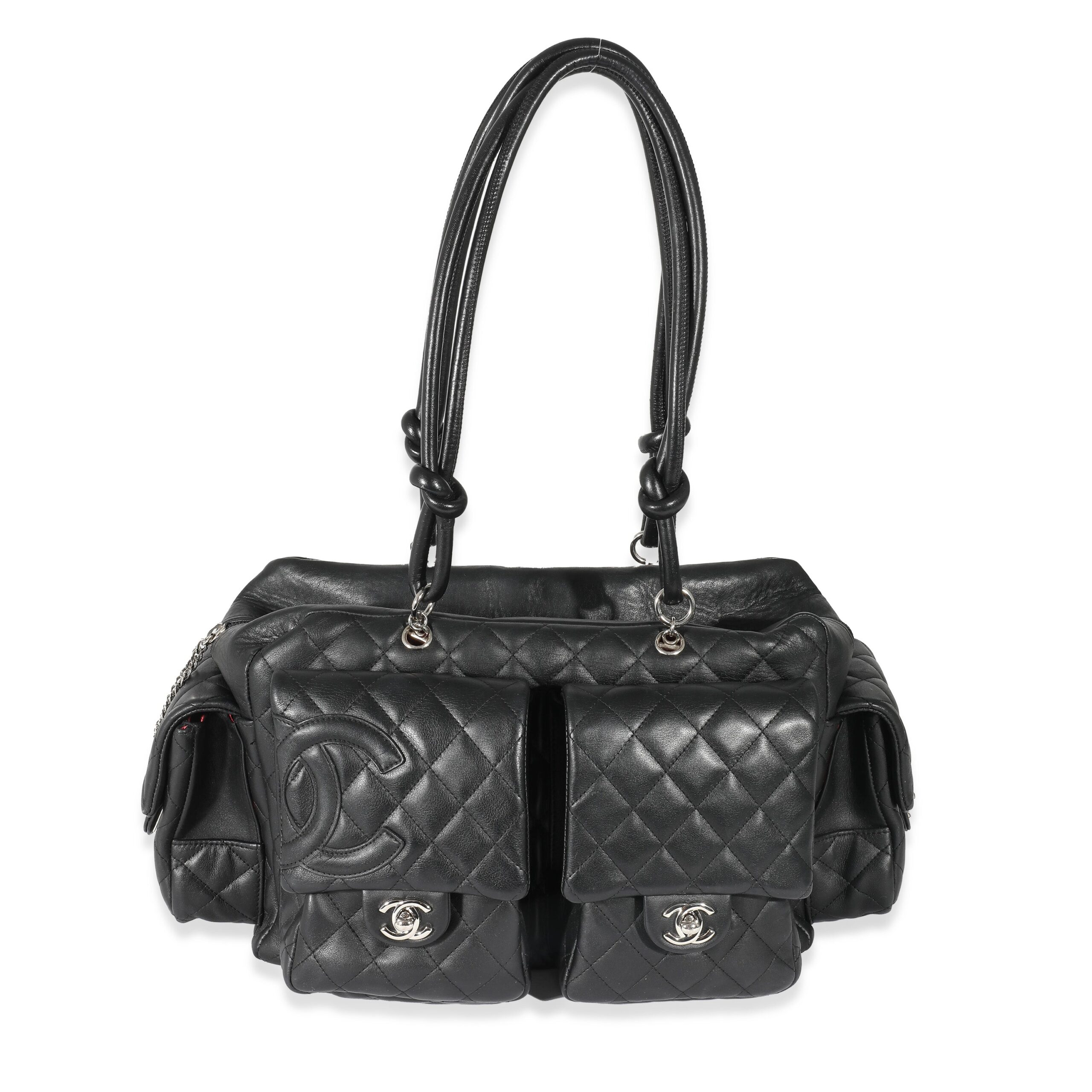 Chanel Black Quilted Lambskin Large Cambon Multipocket Reporter Bag