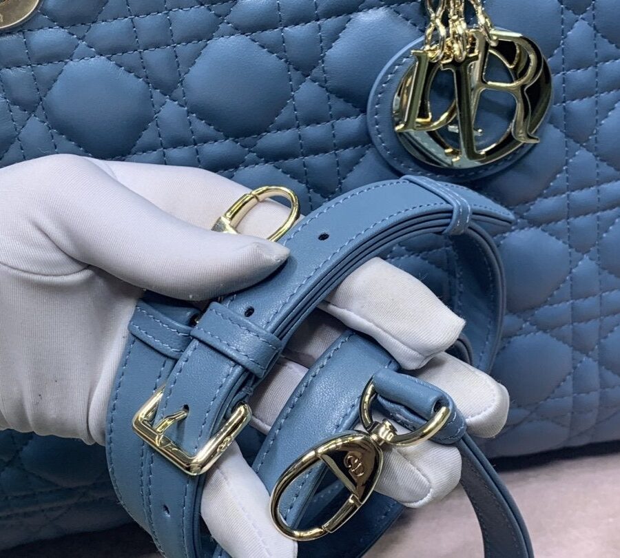 LARGE LADY BAG 32CM BLUE CANNAGE LAMBSKIN | Studio Nafay
