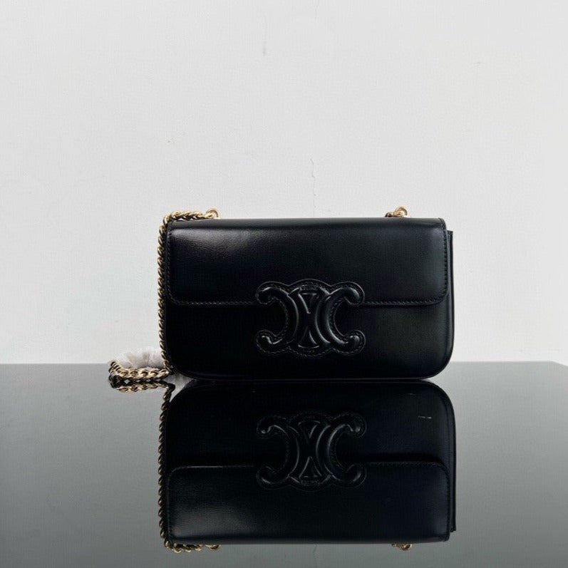 CUIR TRIOMPHE 20 BLACK CALFSKIN GOLD HARDWARE | Studio Nafay