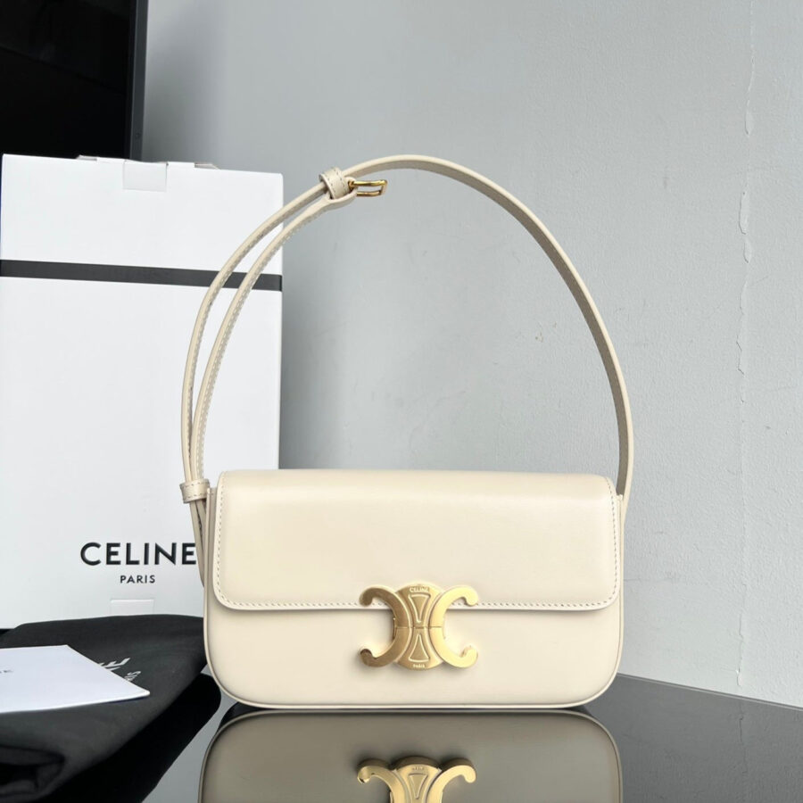 CLASSIC TRIOMPHE 20 CREAM CALFSKIN GOLD HARDWARE | Studio Nafay