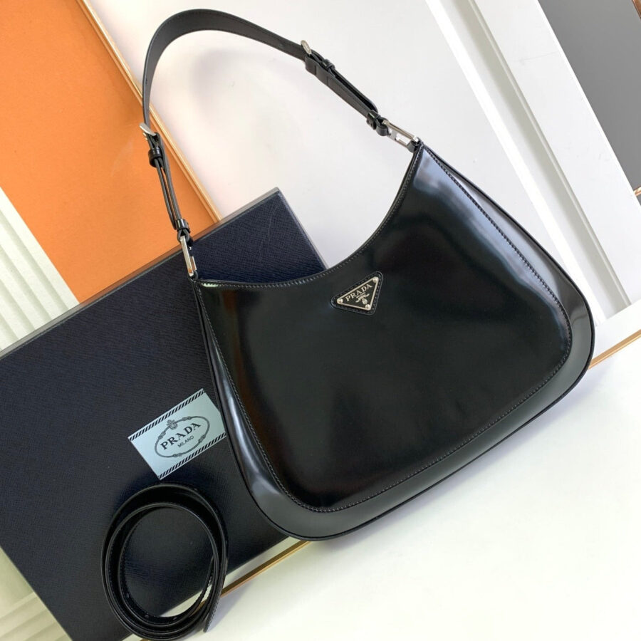 CLEO 30 BLACK BRUSHED LEATHER SHOULDER BAG | Studio Nafay