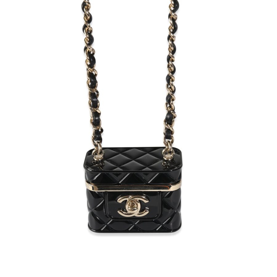 Chanel B K Mini Vanity Case Pendant in Gold Toned Base Metal | Studio Nafay