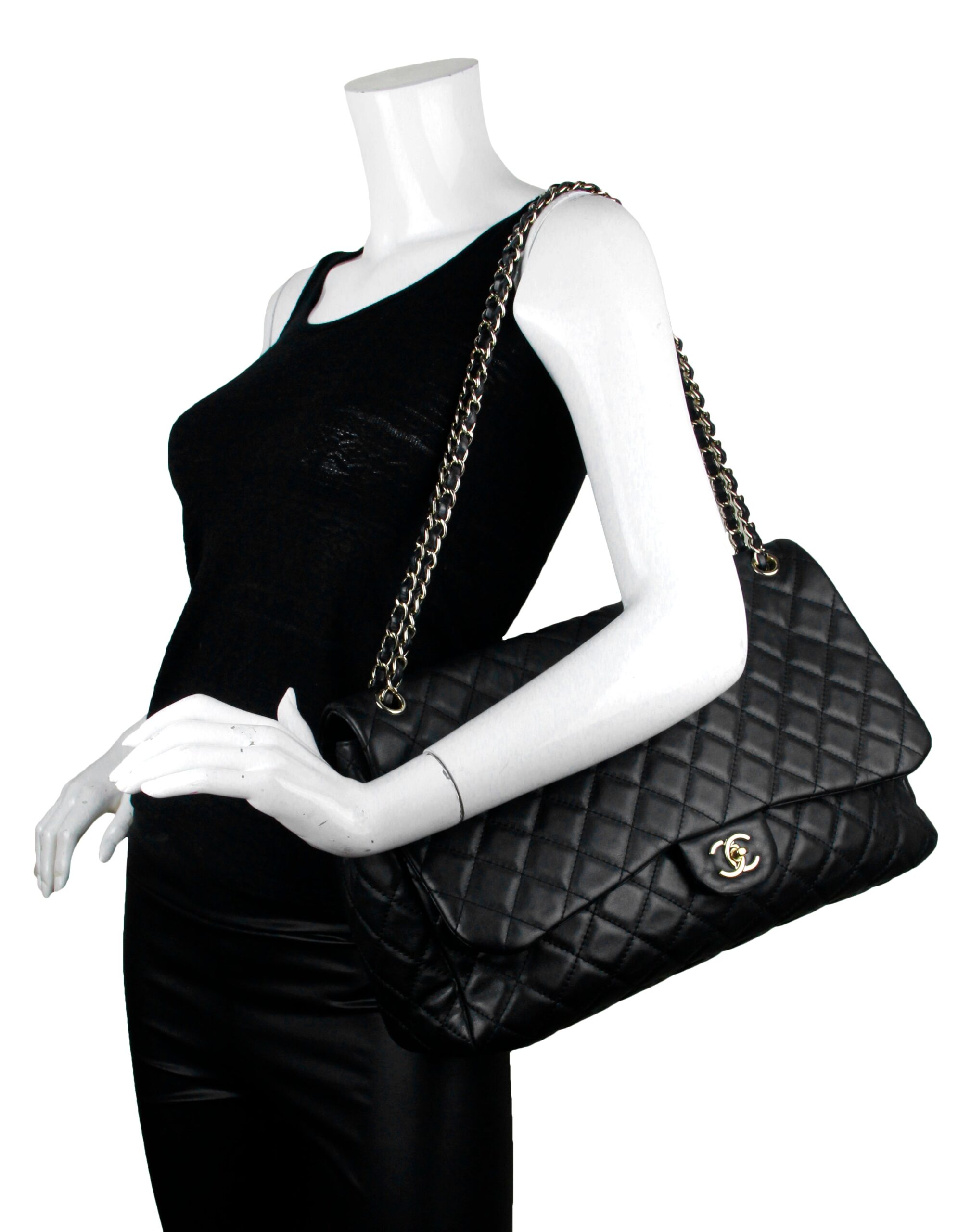 Chanel Black Leather Quilted XXL Airlines Flap Bag