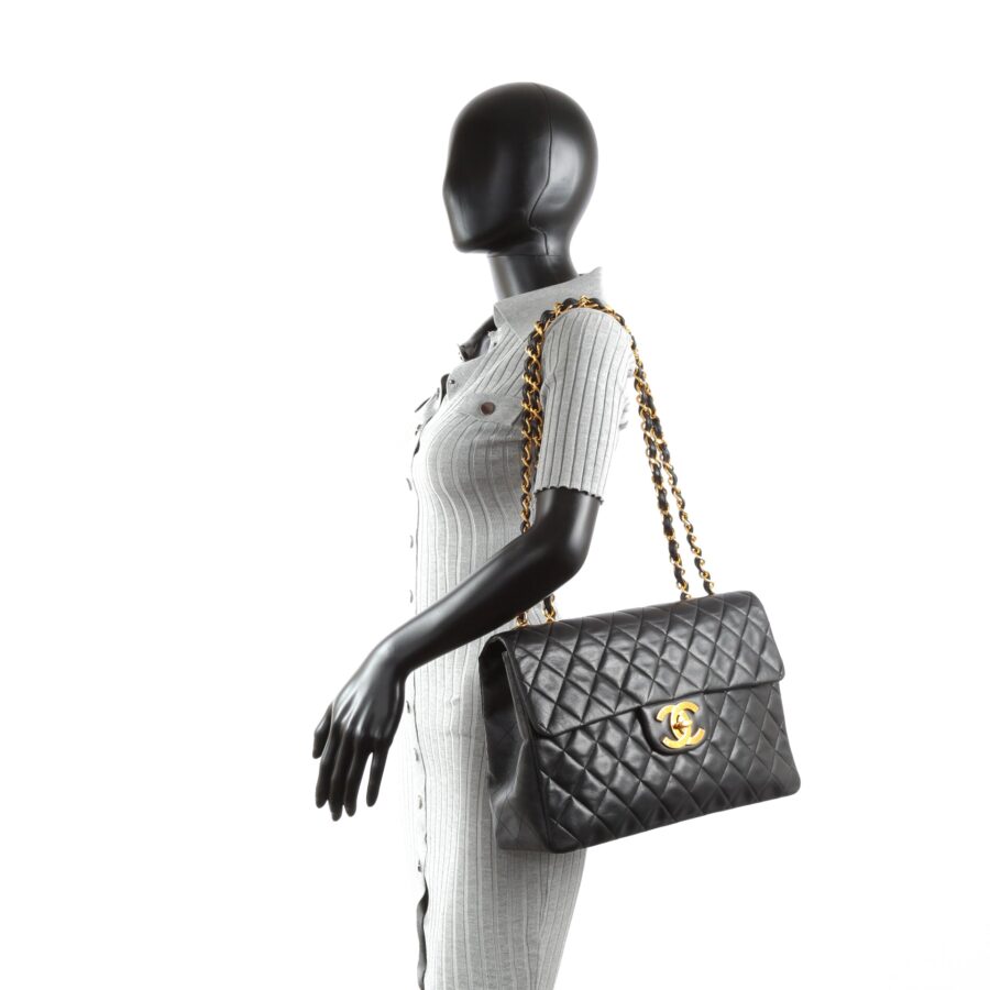CHANEL Classic Jumbo XL Single Flap - Black Lambskin w/Gold | Studio Nafay